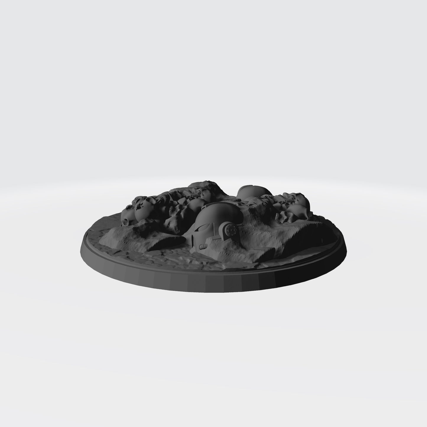 100mm Scenic Base - Desert Base with Skulls, Rocks, and Three (3) Helmets compatible with JoyToy Action Figures MKVII Helmet