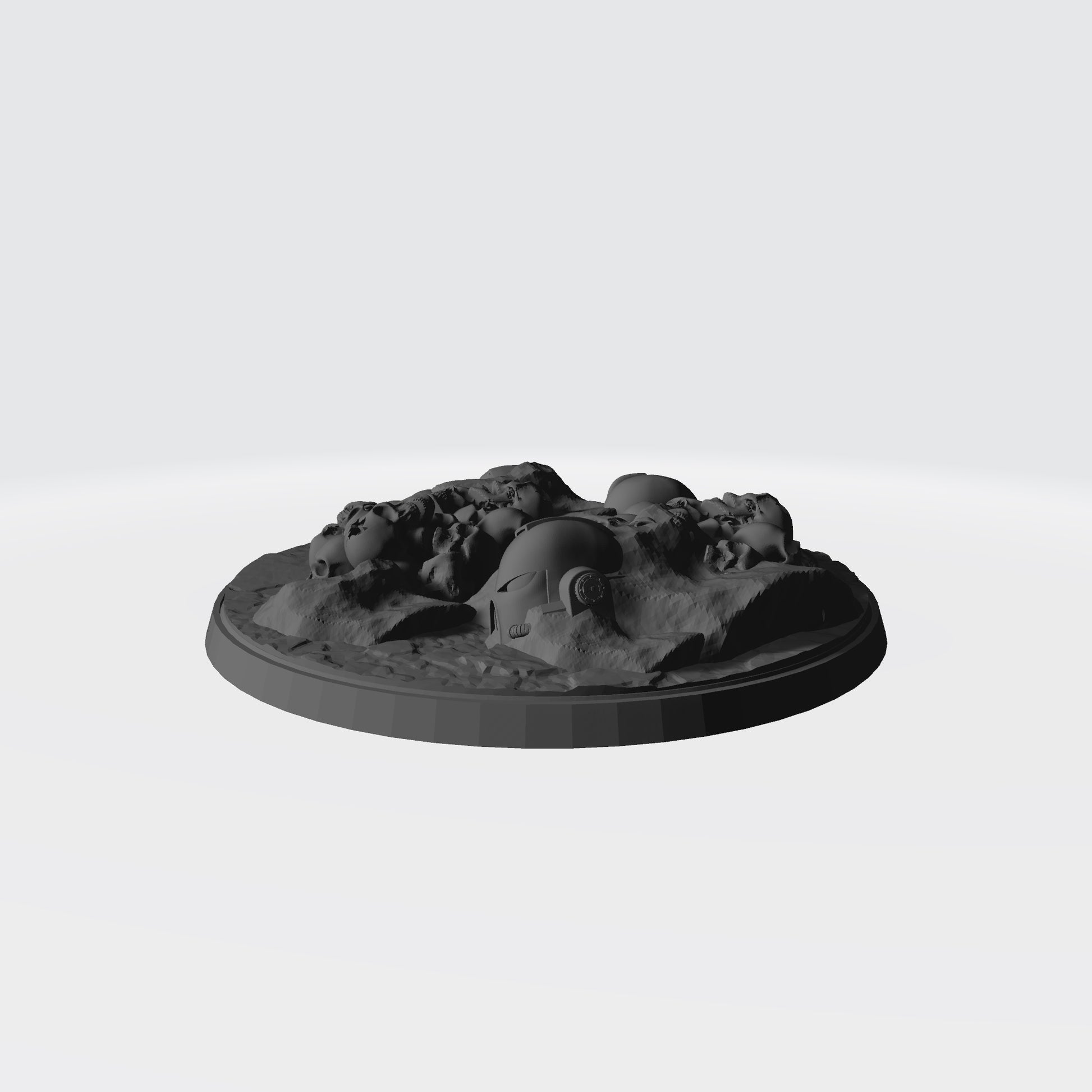100mm Scenic Base - Desert Base with Skulls, Rocks, and Three (3) Helmets compatible with JoyToy Action Figures MKVII Helmet