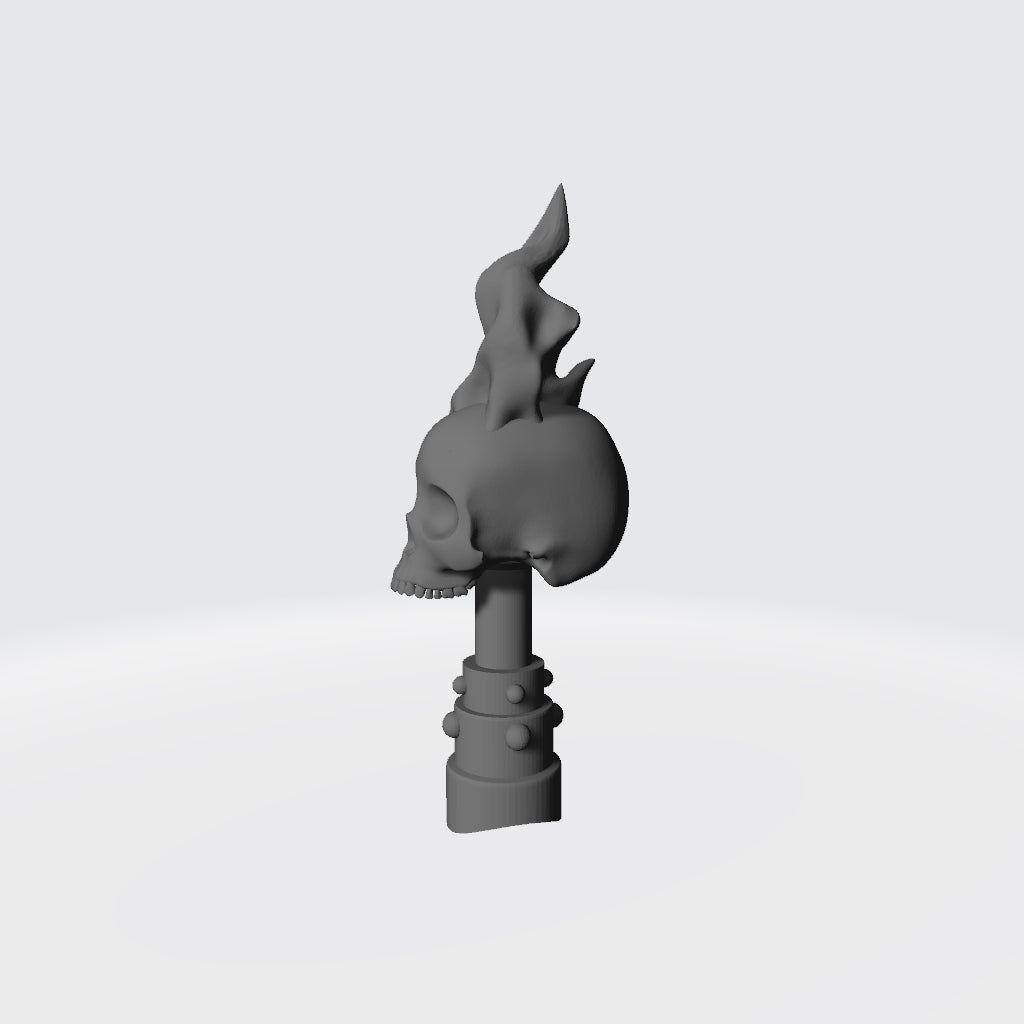 Backpack Mount Skull with Flames for JoyToy Grimdark Marine Action Figure Custom 1:18th Scale Part