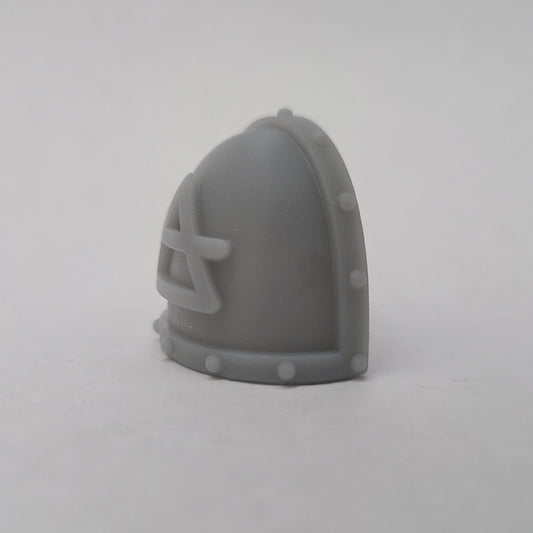 Fell Blooded Battleline Heraldry MKVII Shoulder Pad Studded compatible with JoyToy Space Marine Action Figures by 18th Scale Armory Left Angle