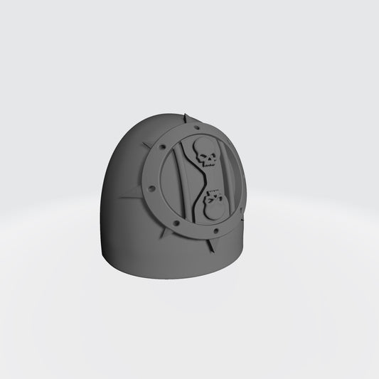 The iconography of the Dreadwing at the time of the Horus Heresy consisted of a stylised hourglass, a pair of skulls centered within, located on the top and the bottom of the hourglass. This central symbol was centered within an eight-pointed Iron Halo symbol.