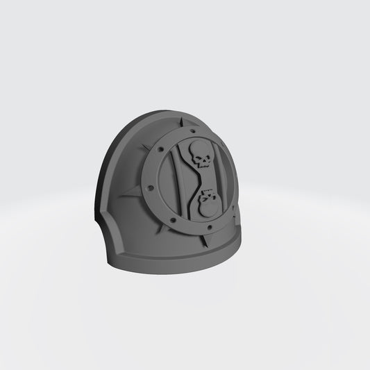 The 18th Scale Armory Dreadwing MKX Shoulder Pad Gen: 10 Pauldron Notched (Stealth) is compatible with the Dark Angels Legion JoyToy Space Marines*, from the Heresy era.