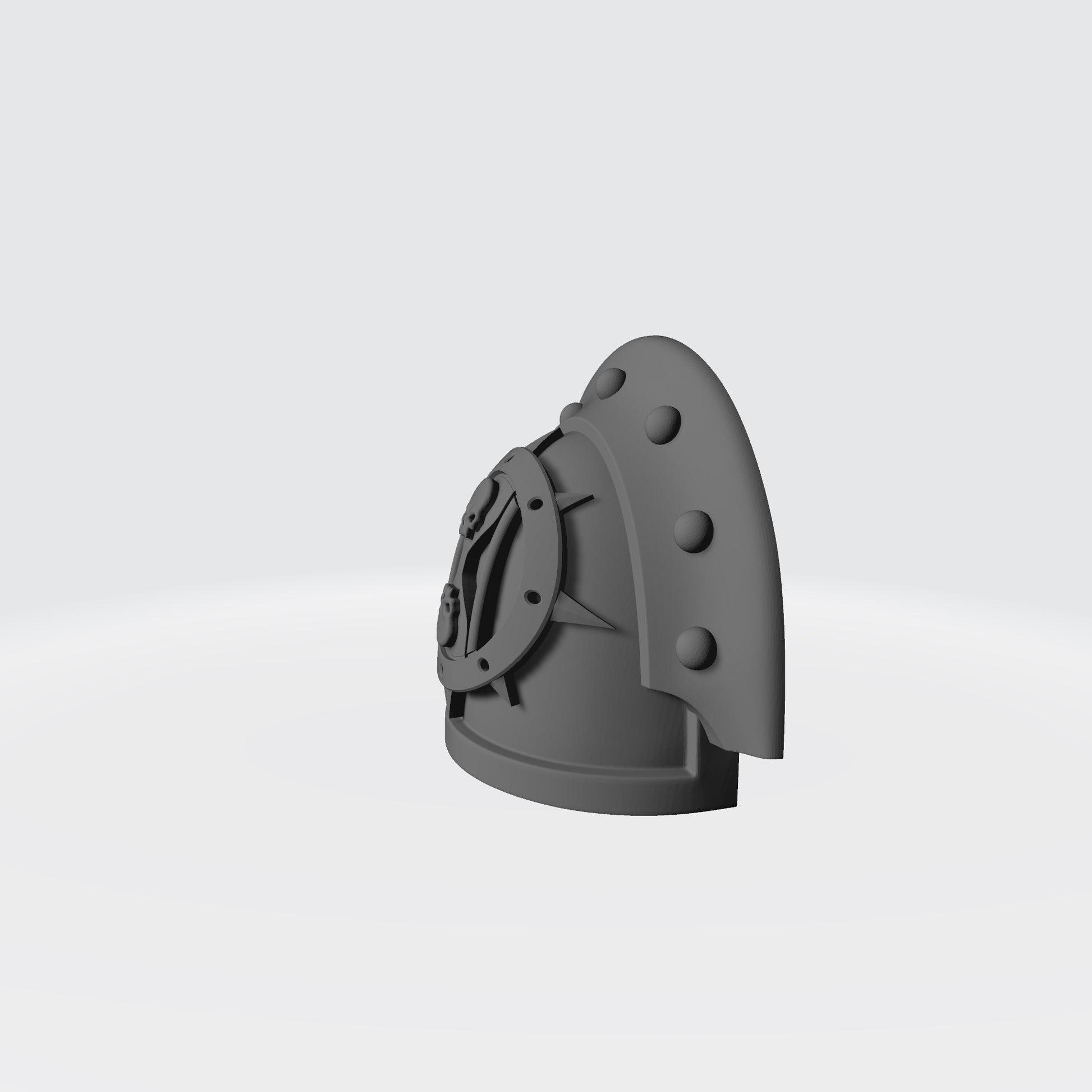 The Left Angle of the Dreadwing MKIII Shoulder Pad Gen: 3 Pauldron Full Sword Breaker Studded Rivets is compatible with the Dark Angels Legion JoyToy 1:18th Scale Space Marines*, from the Heresy era.