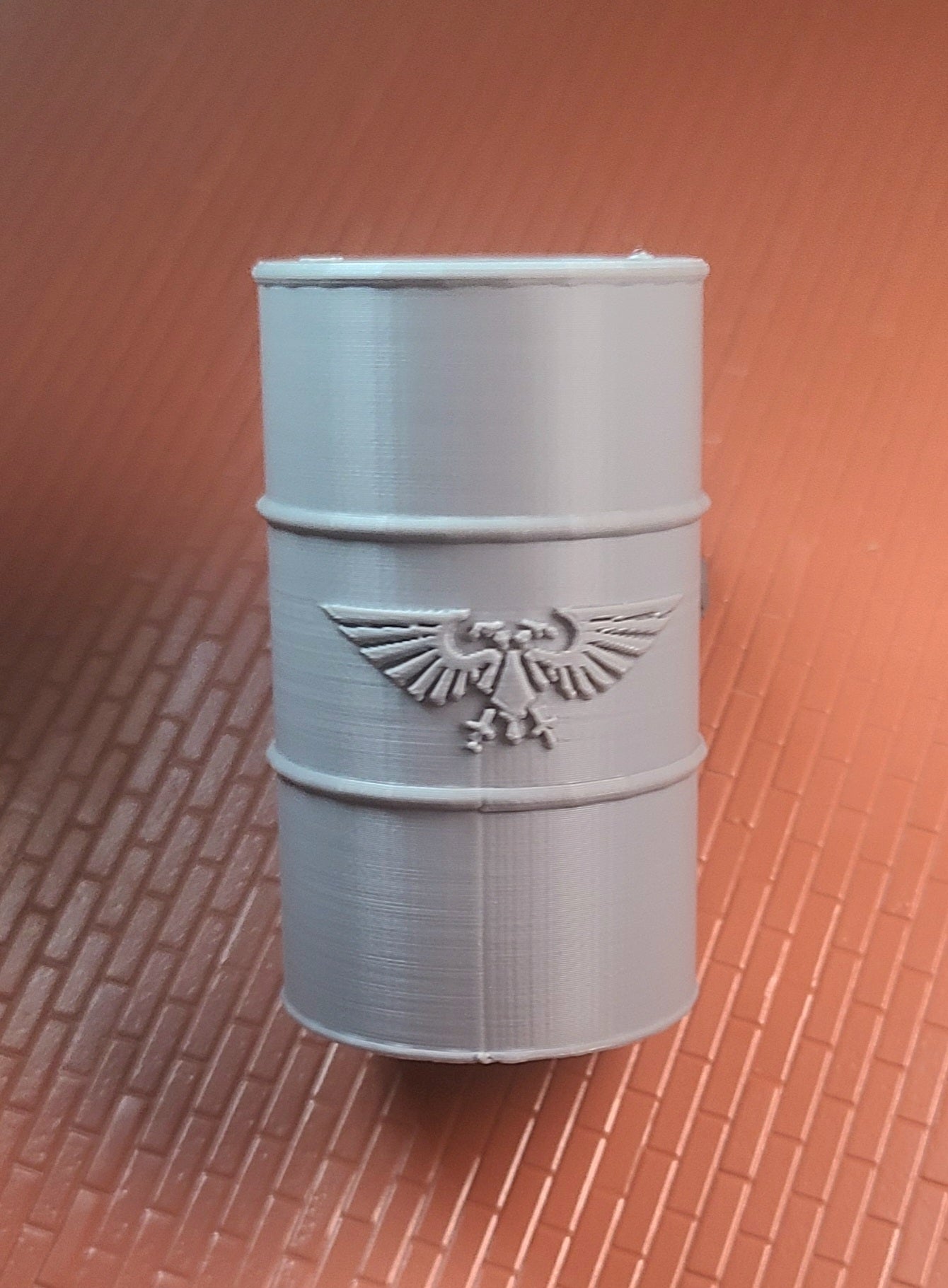 60mm Oil Drum with Eagle 3D Printed Gray Filament