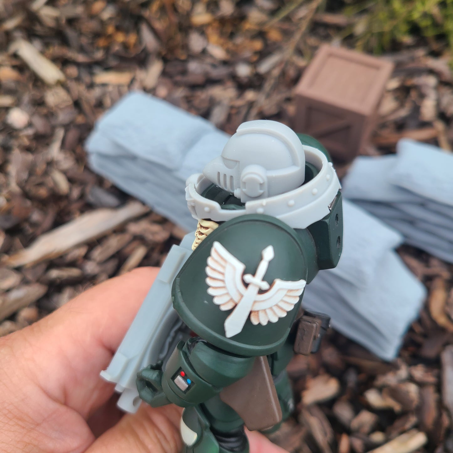 Night Lords Legion Gorget with Skull and Wings for JoyToy Traitor Marine Action Figures Custom 1:18th Scale Armor