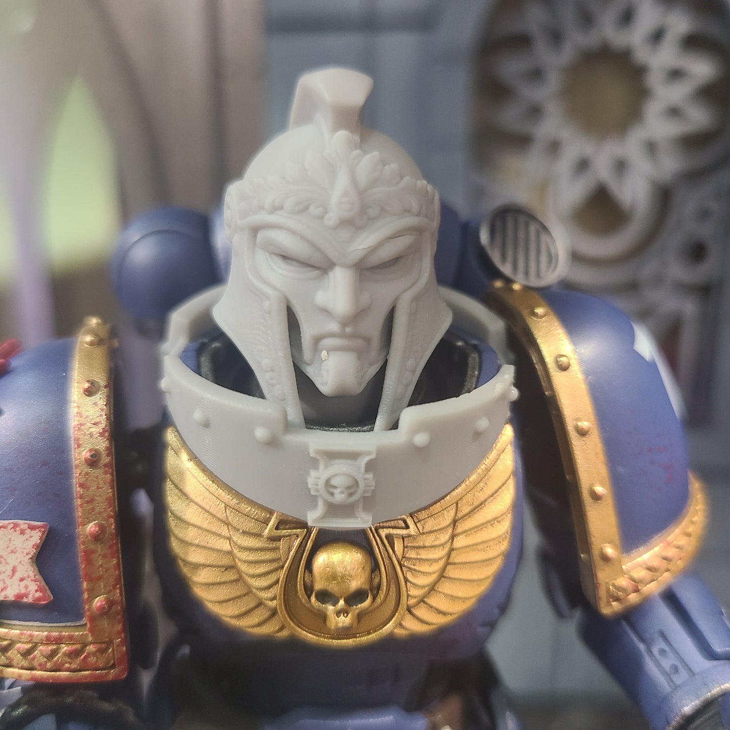 Ultramarines Legion Helmet Ancient Face Space Marine 2 for JoyToy Loyalist Marine Action Figure Custom 1:18th Scale Head