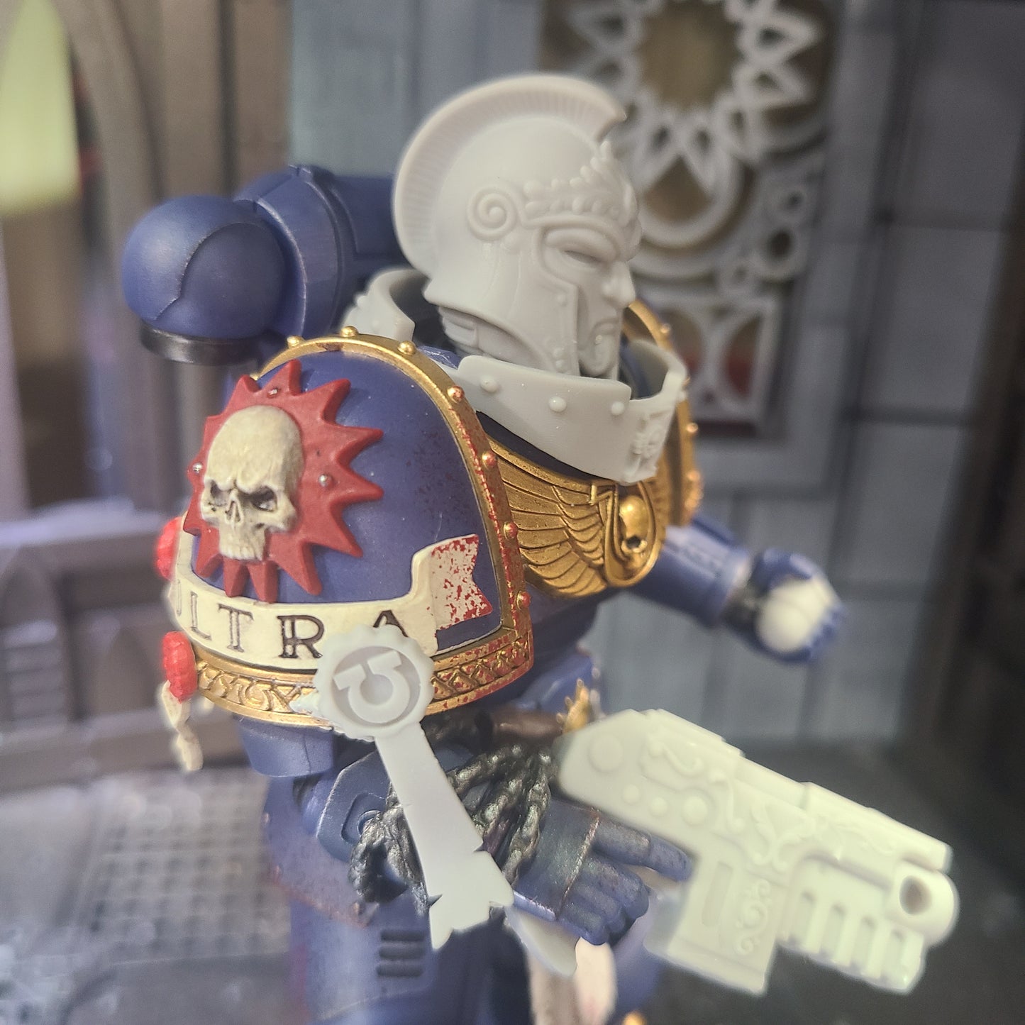 Ultramarines Legion Helmet Ancient Face Space Marine 2 for JoyToy Loyalist Marine Action Figure Custom 1:18th Scale Head