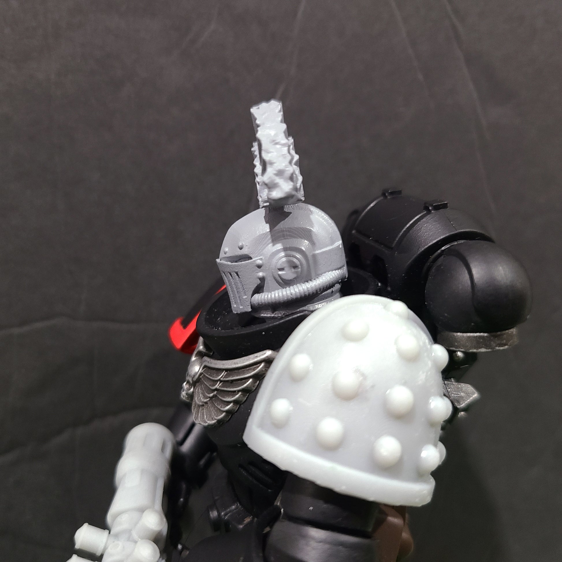 Iron Knight Helmet with Plume: Demon Slayer Helmet Swaps for JoyToy Loyalist Marine Action Figures Custom 1:18th Scale Part