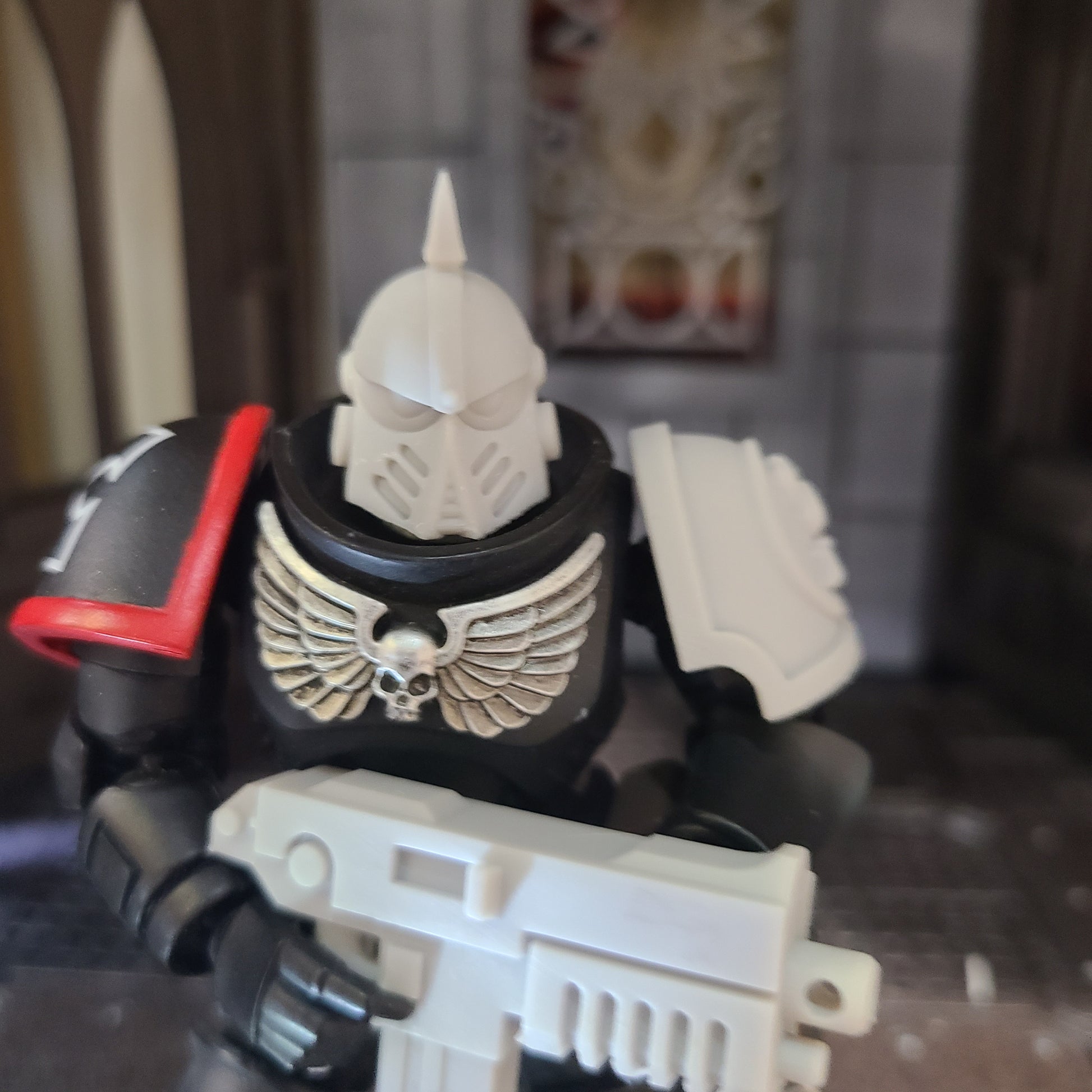 Death Guard Legion Helmet MKIII with Spike for JoyToy Traitor Marine Action Figures Custom 1:18th Scale Head Swap