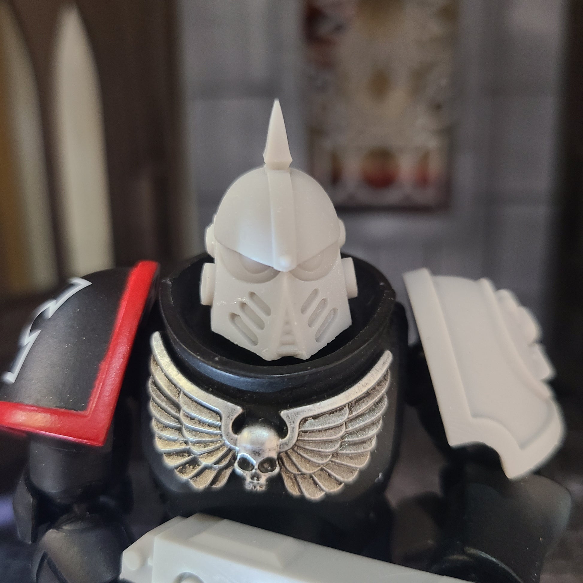 Death Guard Legion Helmet MKIII with Spike for JoyToy Traitor Marine Action Figures Custom 1:18th Scale Head Swap