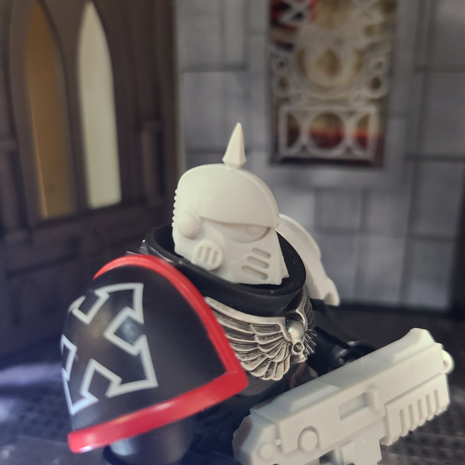 Death Guard Legion Helmet MKIII with Spike for JoyToy Traitor Marine Action Figures Custom 1:18th Scale Head Swap