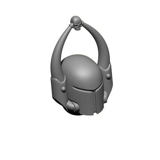 Crusader Helmet with Horns and Skull for JoyToy Chaos Space Marine Action Figures 1:18th Scale Custom Parts
