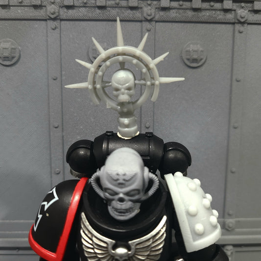 Backpack Mount Iron Halo with Skull compatible with JoyToy Loyalist Marine Action Figure 1:18th Scale Custom Accessory