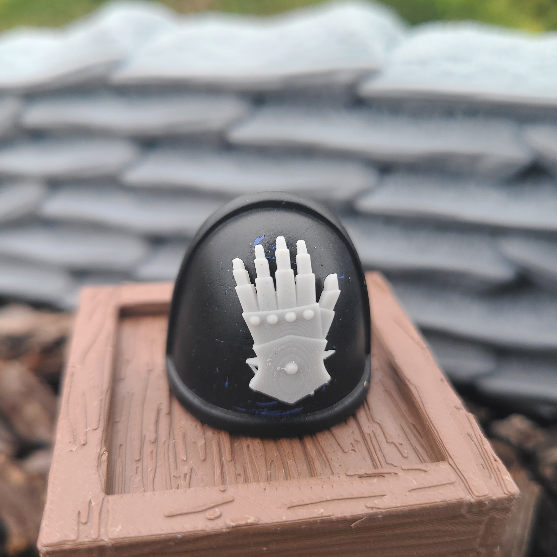 Iron Hands Legion Shoulder Pad Decal for JoyToy Loyalist Marine Action Figures Custom 1:18th Scale Part