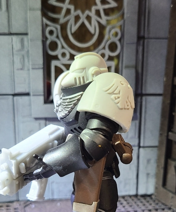 Custom Raven Guard MKVI Shoulder Pad Logo 2a for JoyToy Space Marine Action Figures