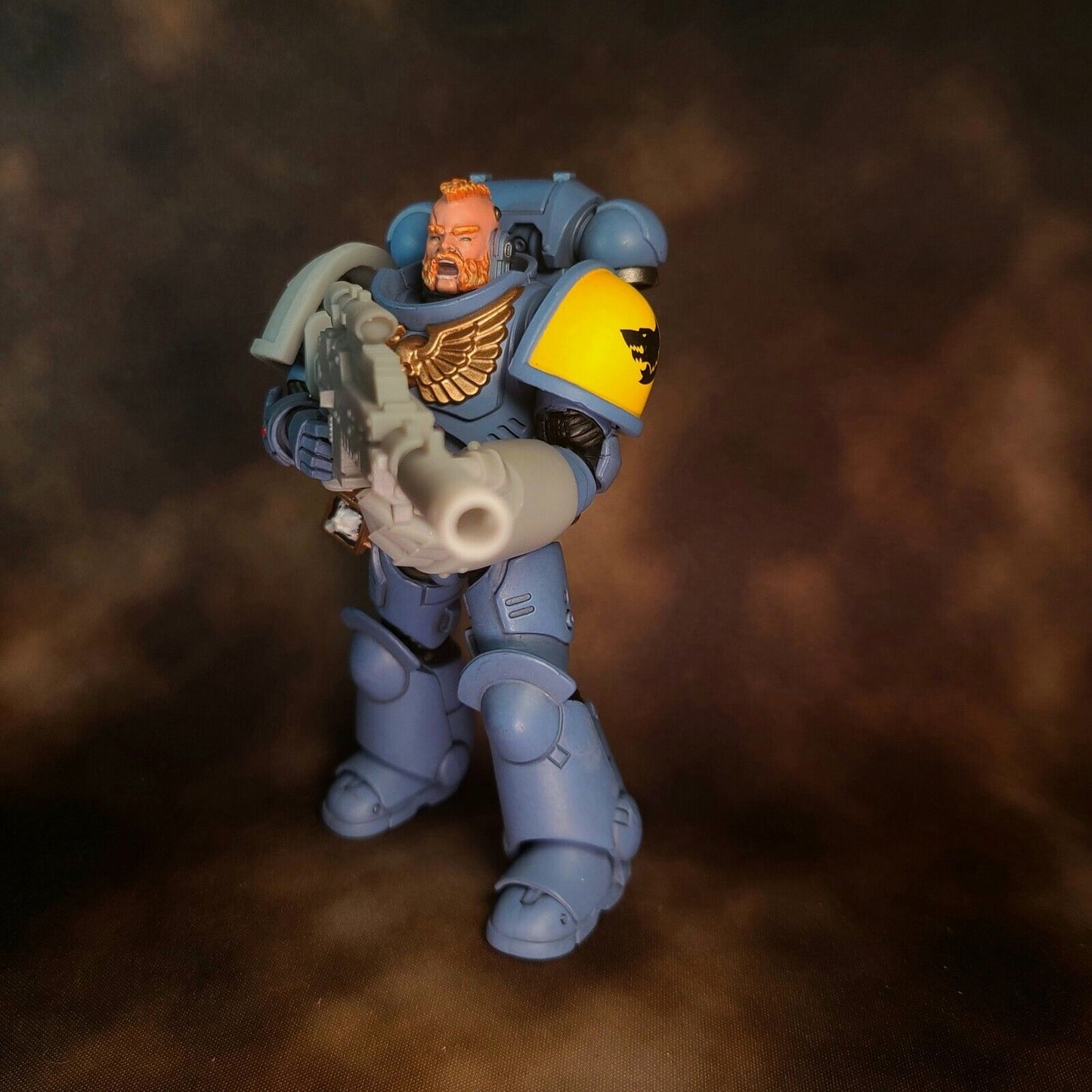 A 1:18 scale model of the Mark III Shrike Sniper Rifle, designed for JoyToy's Space Marine action figures.