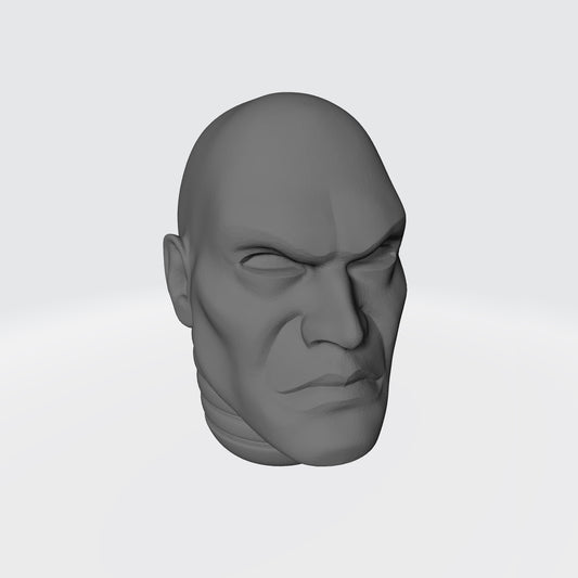 Bald Veteran Marine Head Swap for JoyToy Warhammer 40K Compatible Space Marine 1:18 Action Figure 4" Custom Part