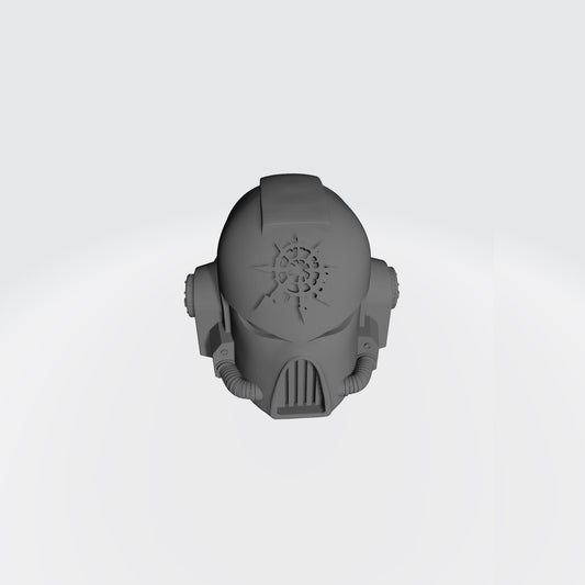 Mark VII Chaos Undivided Embossed Helmet: Warhammer 40K JoyToy Compatible Space Marine 1:18 Action Figure 4" Custom Part