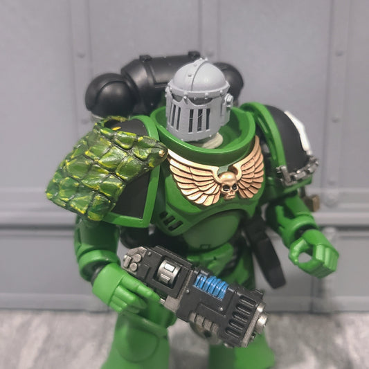 Shoulder Pad Add-on Dragon Scale Skin: Salamanders Scale for JoyToy Grimdark Marine Action Figures Custom 1:18th Scale Parts