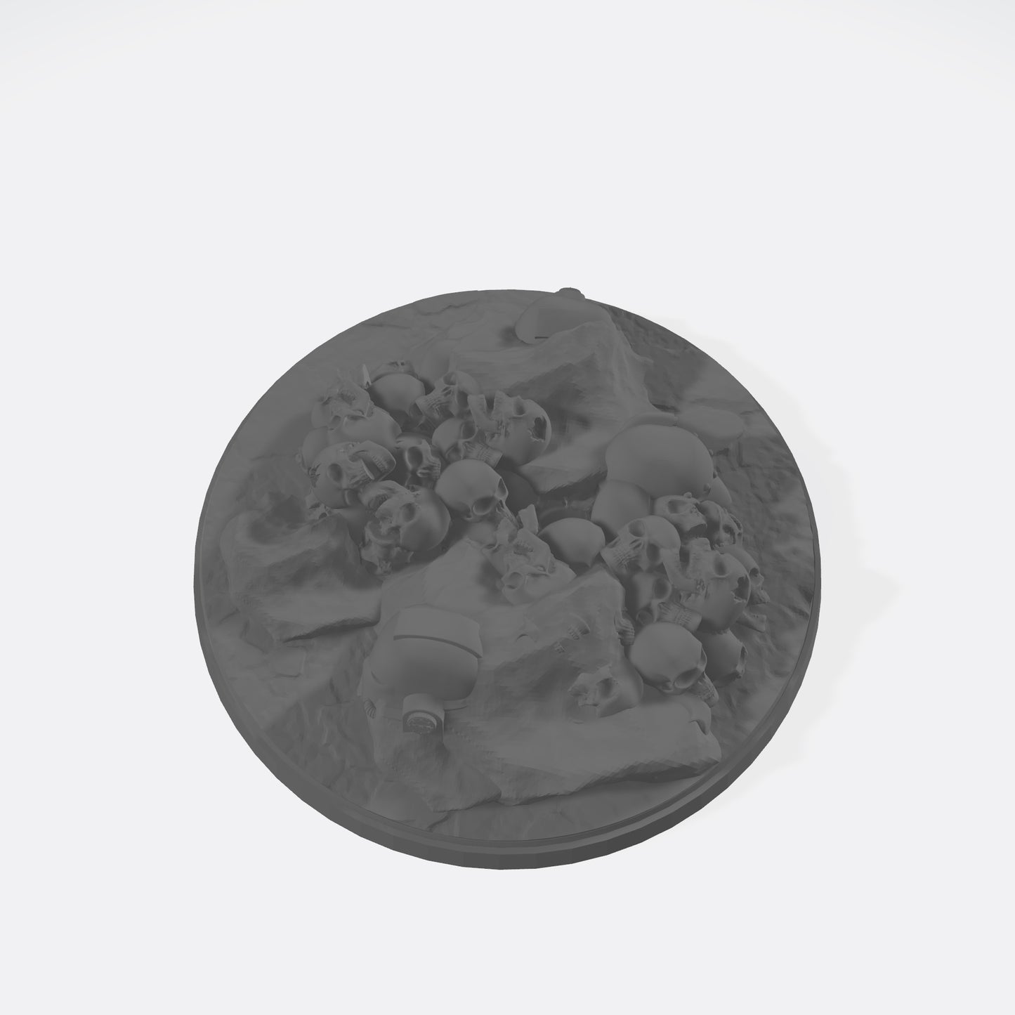 100mm Scenic Base - Desert Base with Skulls, Rocks, and Three (3) Helmets compatible with JoyToy Action Figures Top View