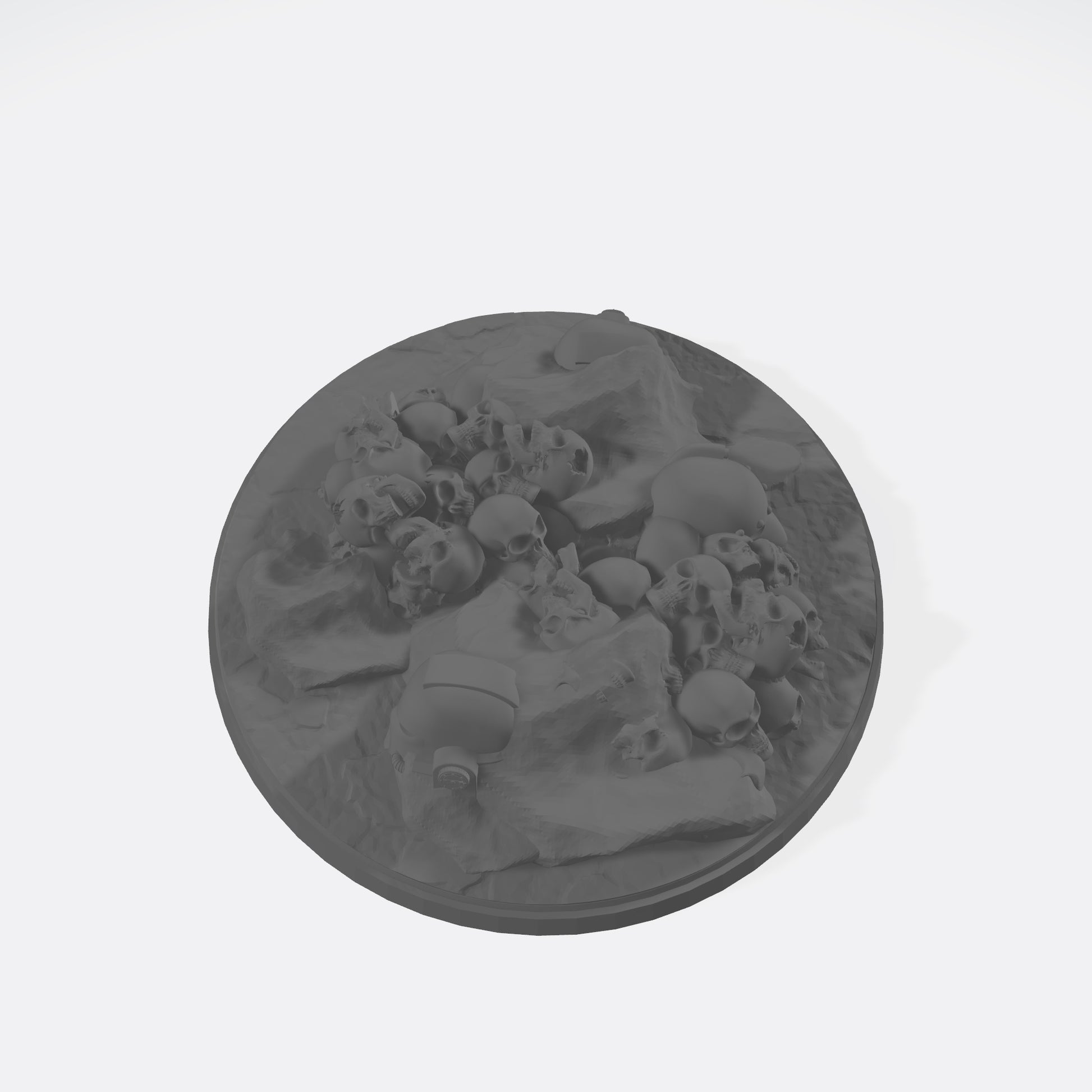 100mm Scenic Base - Desert Base with Skulls, Rocks, and Three (3) Helmets compatible with JoyToy Action Figures Top View