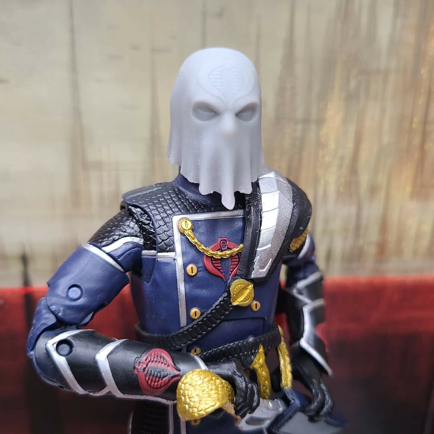Cobra Commander Hooded Head with Logo: G.I. Joe Classified Series Head Swaps  1:12 Scale 6" Action Figure Custom Parts by 18th Scale Armory