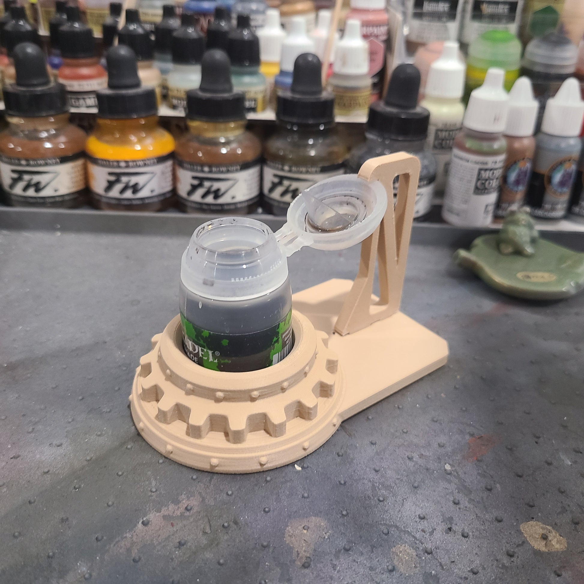 Custom Mechanical Gear Paint Pot Holder with Lid Holder for Citadel Paints