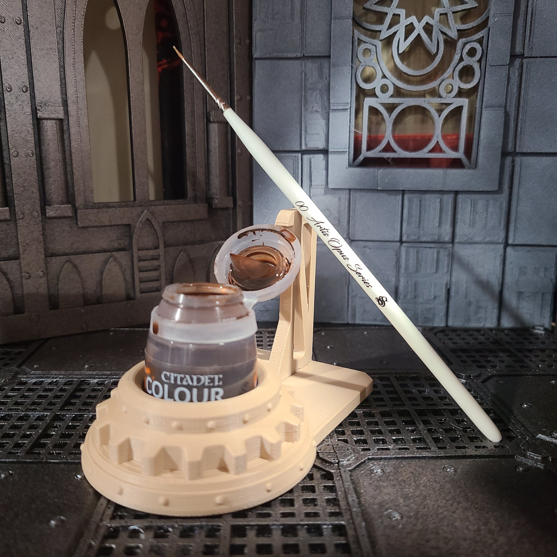 Custom Mechanical Gear Paint Pot Holder with Lid Holder for Citadel Paints