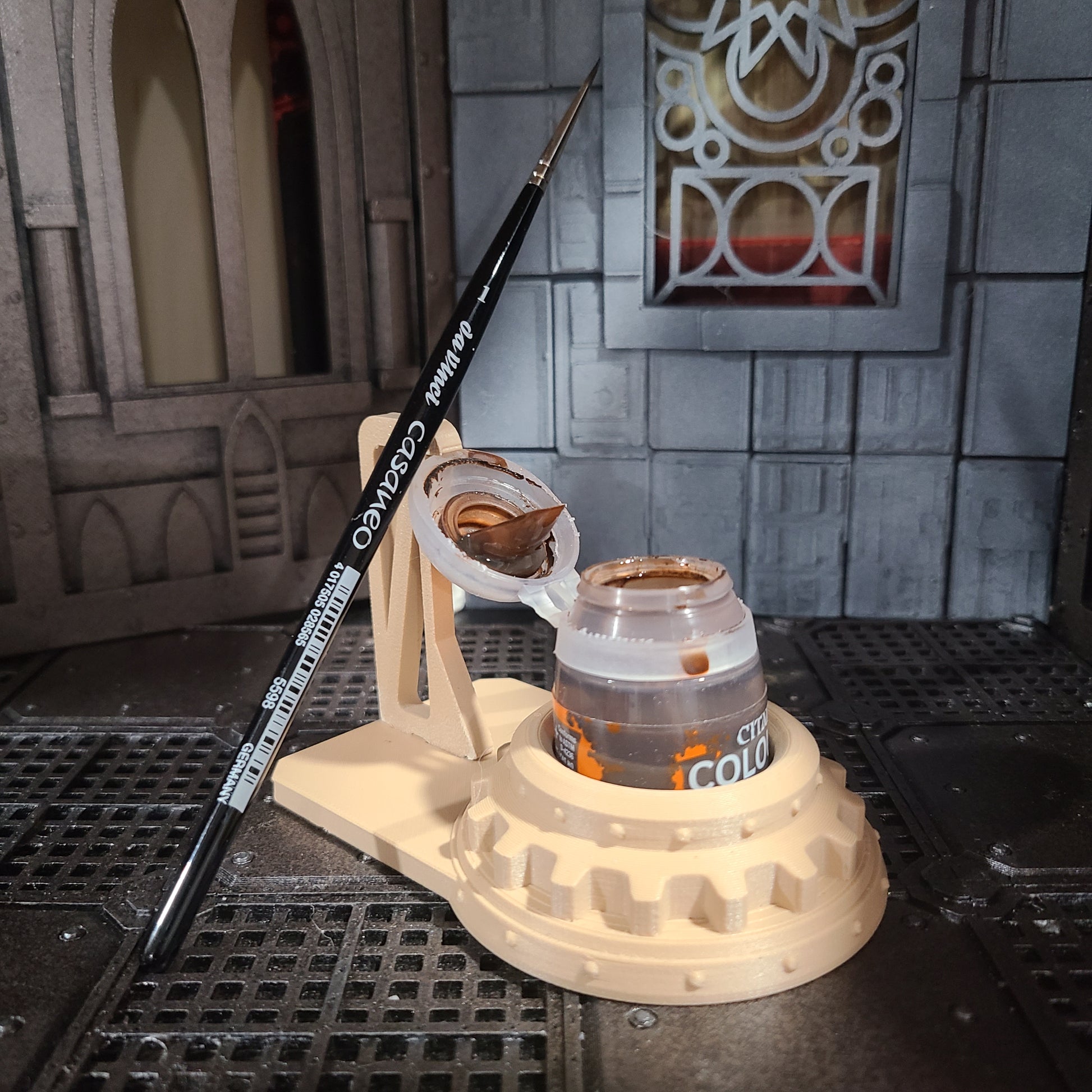 Custom Mechanical Gear Paint Pot Holder with Lid Holder for Citadel Paints