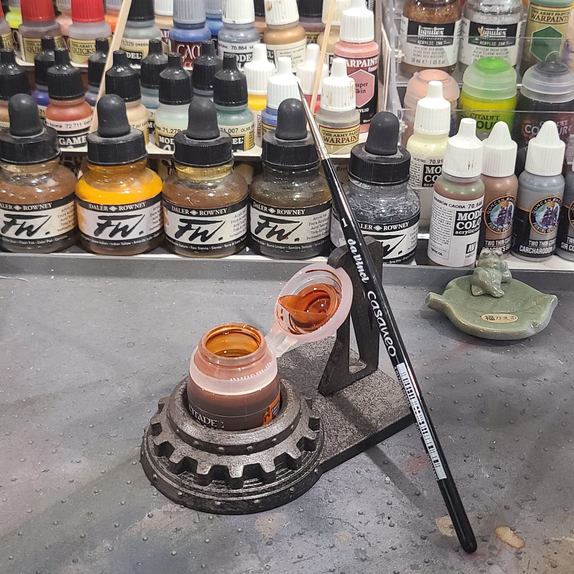 Custom Mechanical Gear Paint Pot Holder with Lid Holder for Citadel Paints