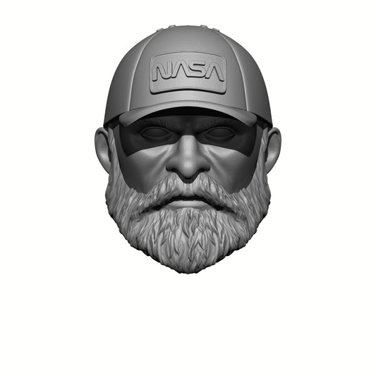 Veteran with Beard and NASA Hat: G.I.Joe Classified Series Head Swaps  1:12 Scale 6" Action Figure Custom Parts