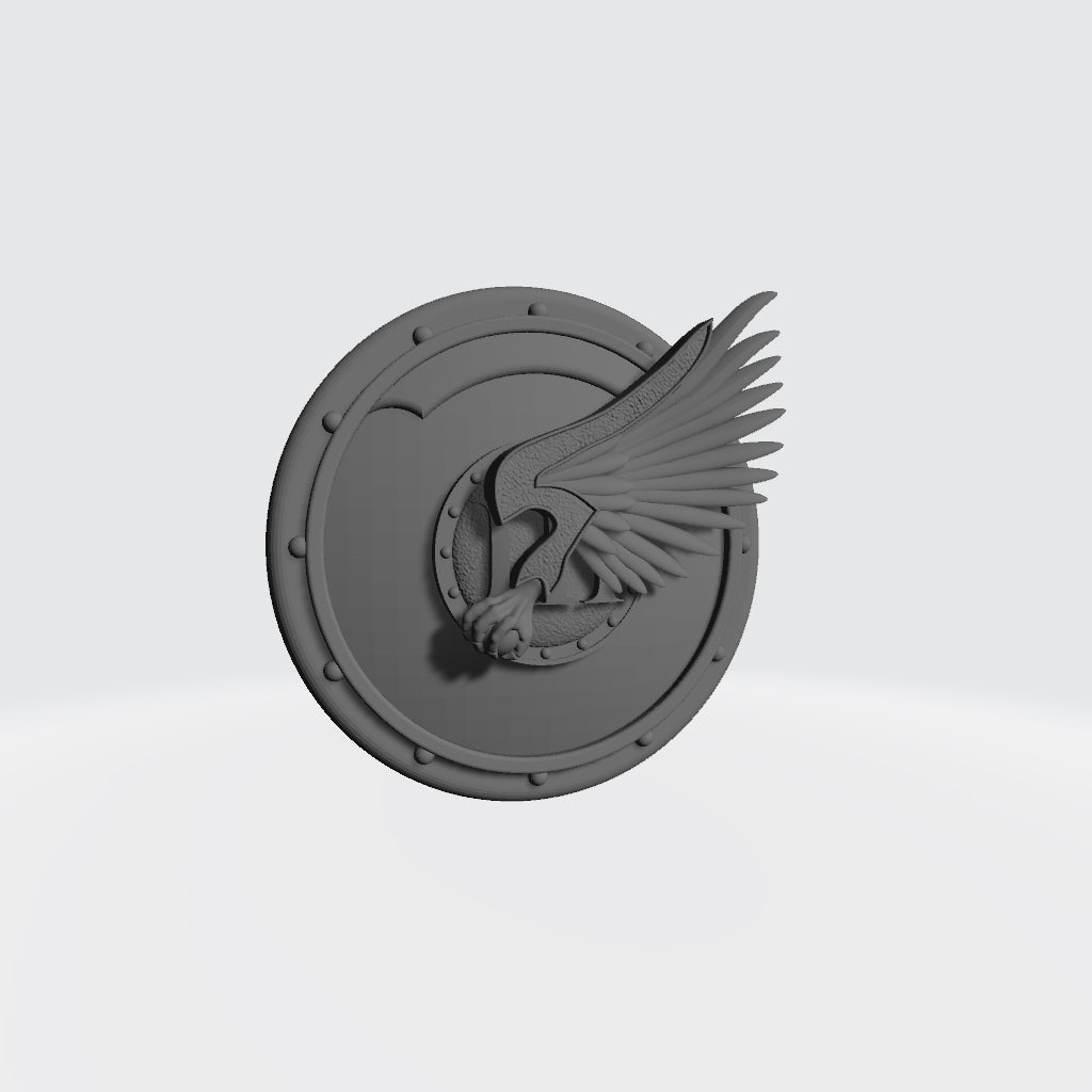 Emperor's Children Round Shield with Chapter Insignia compatible with JoyToy Space Marine Action Figures by 18th Scale Armory