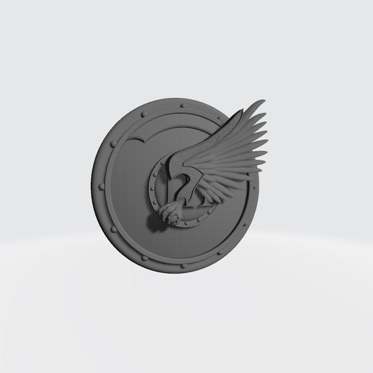 Emperor's Children Round Shield with Chapter Insignia compatible with JoyToy Space Marine Action Figures by 18th Scale Armory