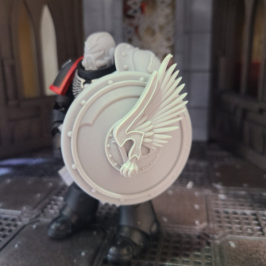 Emperor's Children Round Shield with Chapter Insignia compatible with JoyToy Space Marine Action Figures by 18th Scale Armory