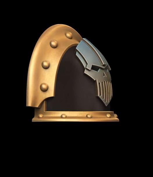Custom Iron Warriors Legion MKIII Shoulder Pad Compatible with JoyToy Space Marine 1:18 Scale Action Figures Right Profile