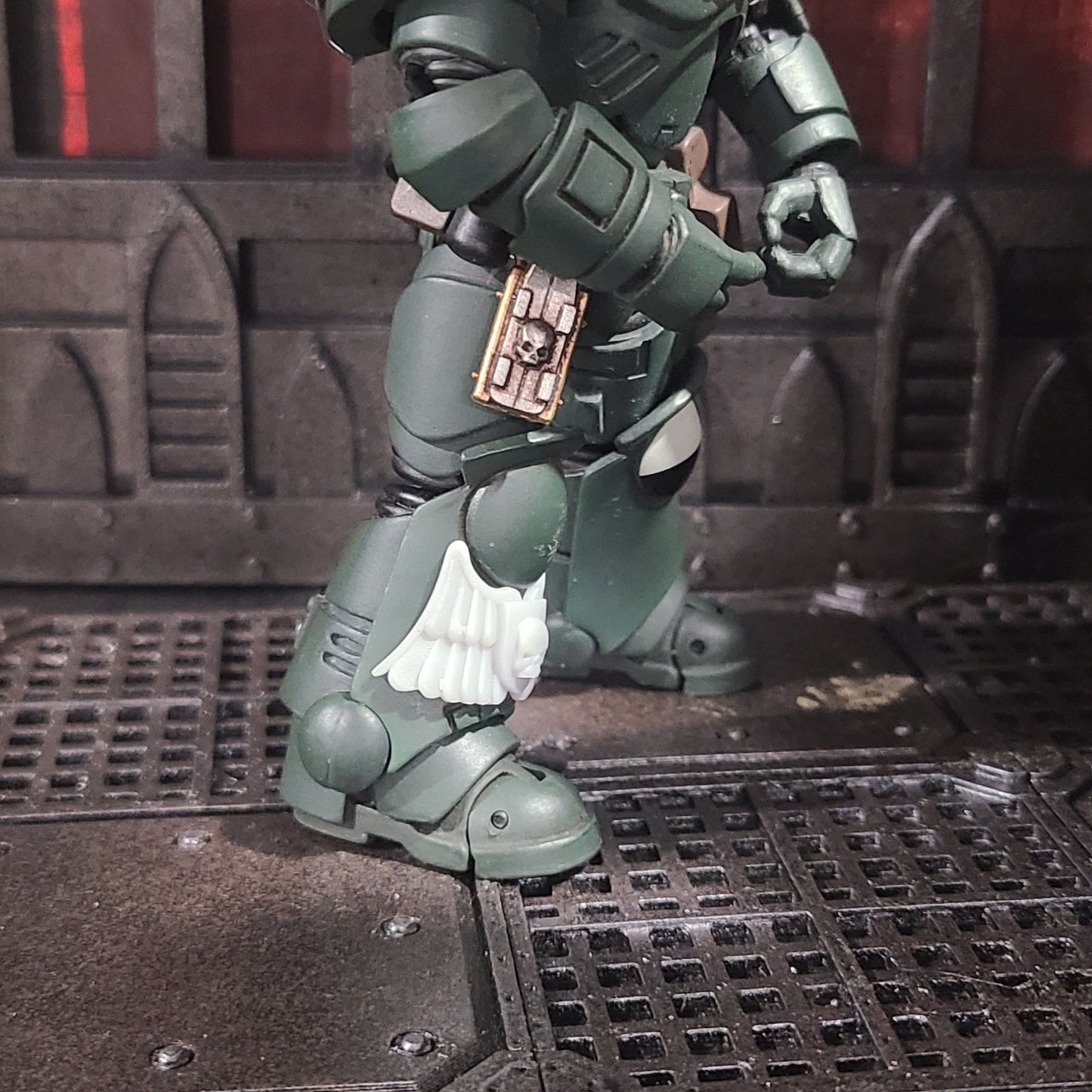 Custom Shin Guard Decal - Captain Gravis Skull for JoyToy Space Marines Action Figures