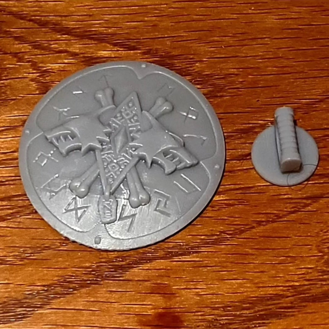 Space Wolf  Double Wolf Round Shield with Runes for JoyToy Grimdark Battle Brother