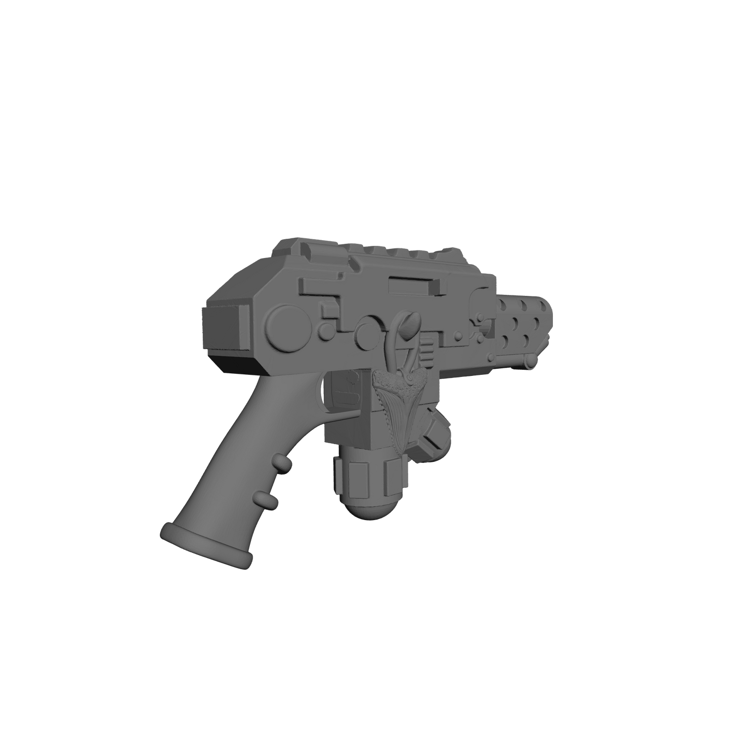 Abyssal Shark Warrior Order flamer Pyre-Gun with shark tooth and skull compatible with JoyToy 1:18 scale armored action figures