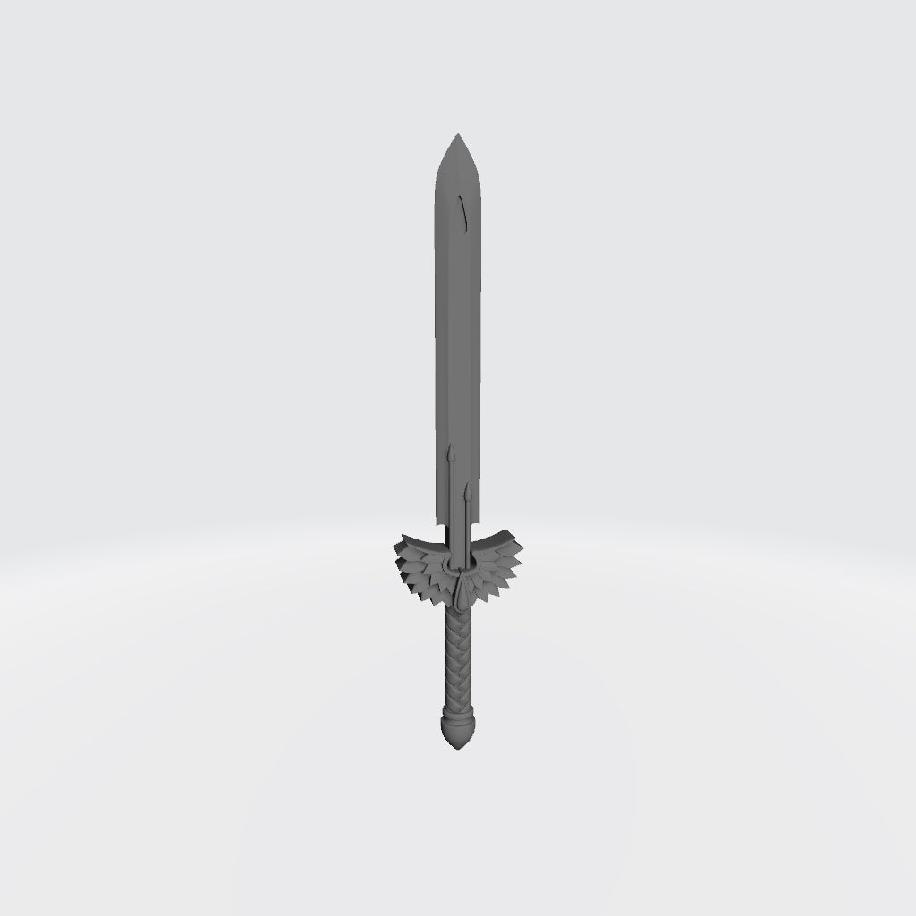 Sanguis Warrior Order Blood Drop Energy Sword with Wings custom resin weapon designed to fit JoyToy 1:18 scale armored action figures.