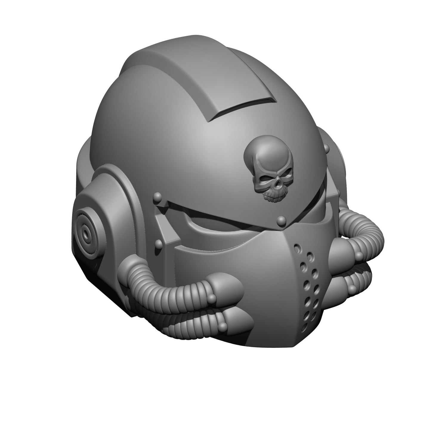 Grey Knight Helmet with Skull and Two Tubes for JoyToy Loyalist Marine Action Figures Custom 1:18th Scale Parts