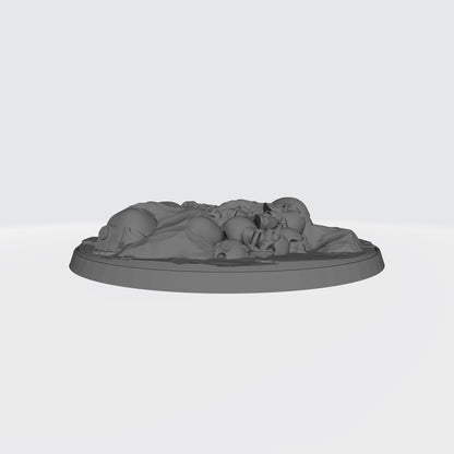 100mm Scenic Base - Desert Base with Skulls, Rocks, and Three (3) Helmets compatible with JoyToy Action Figures