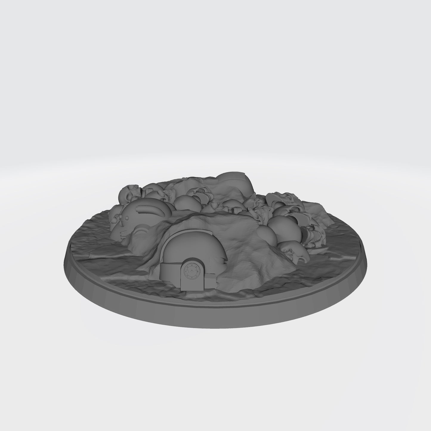 100mm Scenic Base - Desert Base with Skulls, Rocks, and Three (3) Helmets compatible with JoyToy Action Figures MKVII