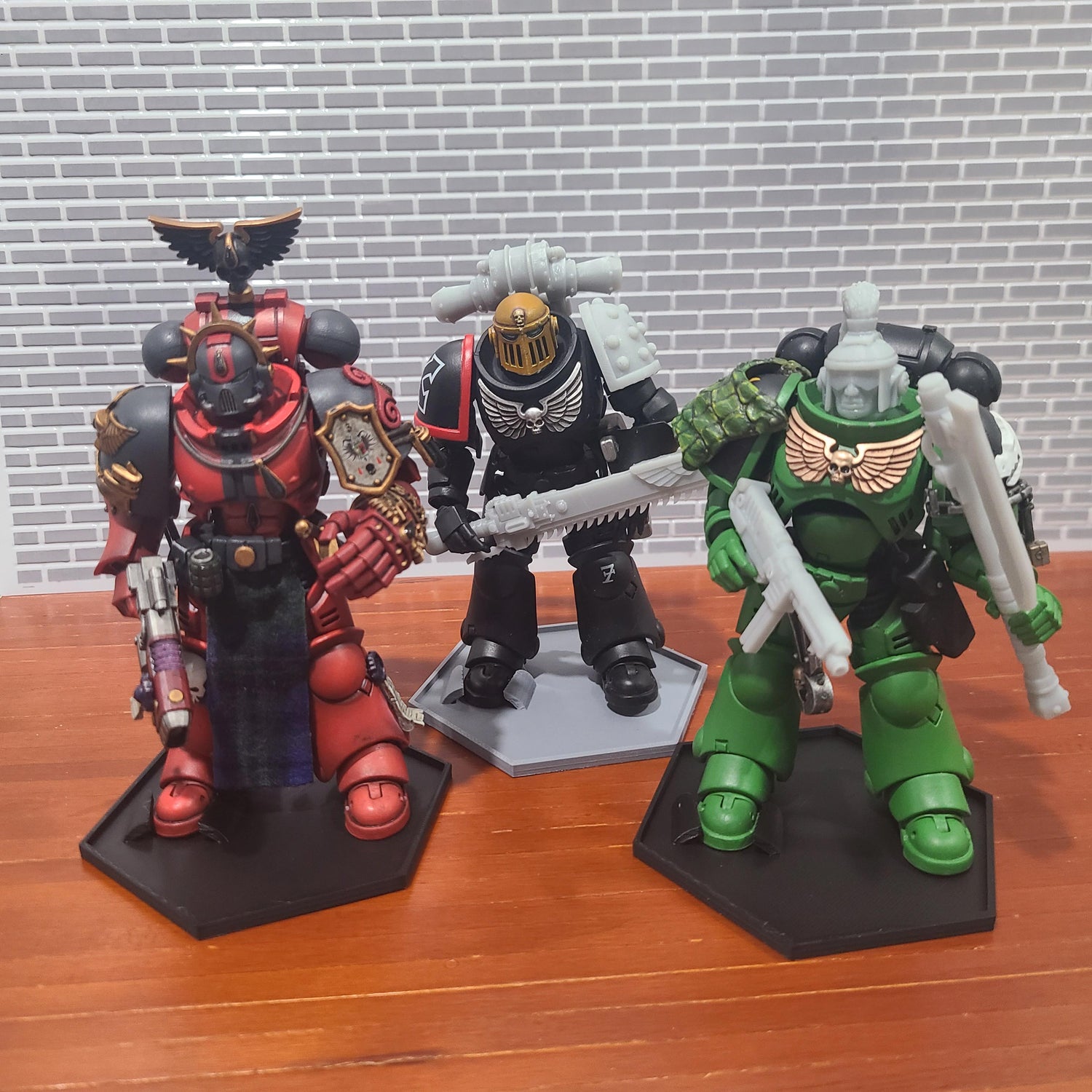 Grey and Black Hex Bases Compatible with JoyToy Warhammer 40K Space Marine Action Figures