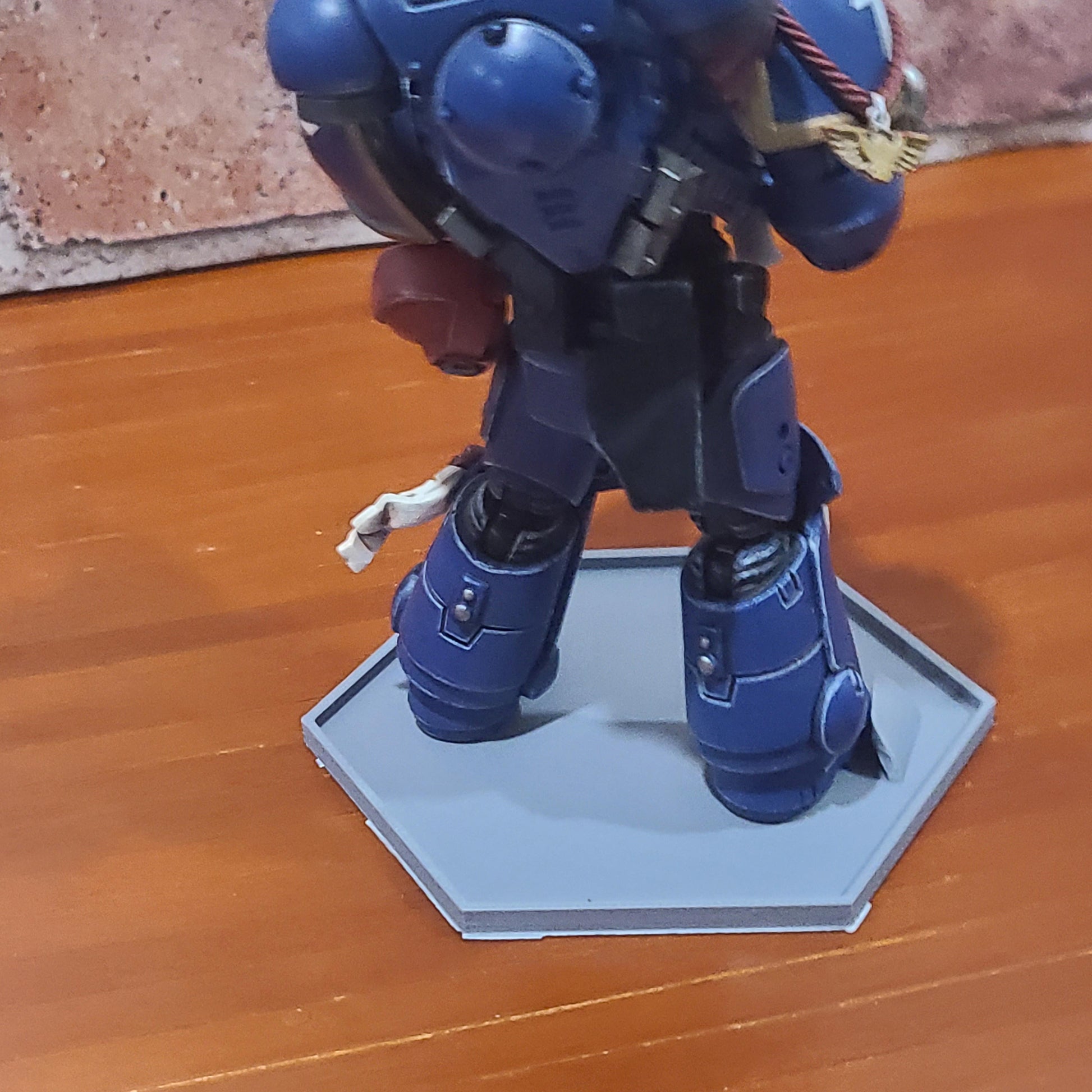Grey Hex Bases Compatible with JoyToy Warhammer 40K Space Marine Action Figures Ultramarine Rear