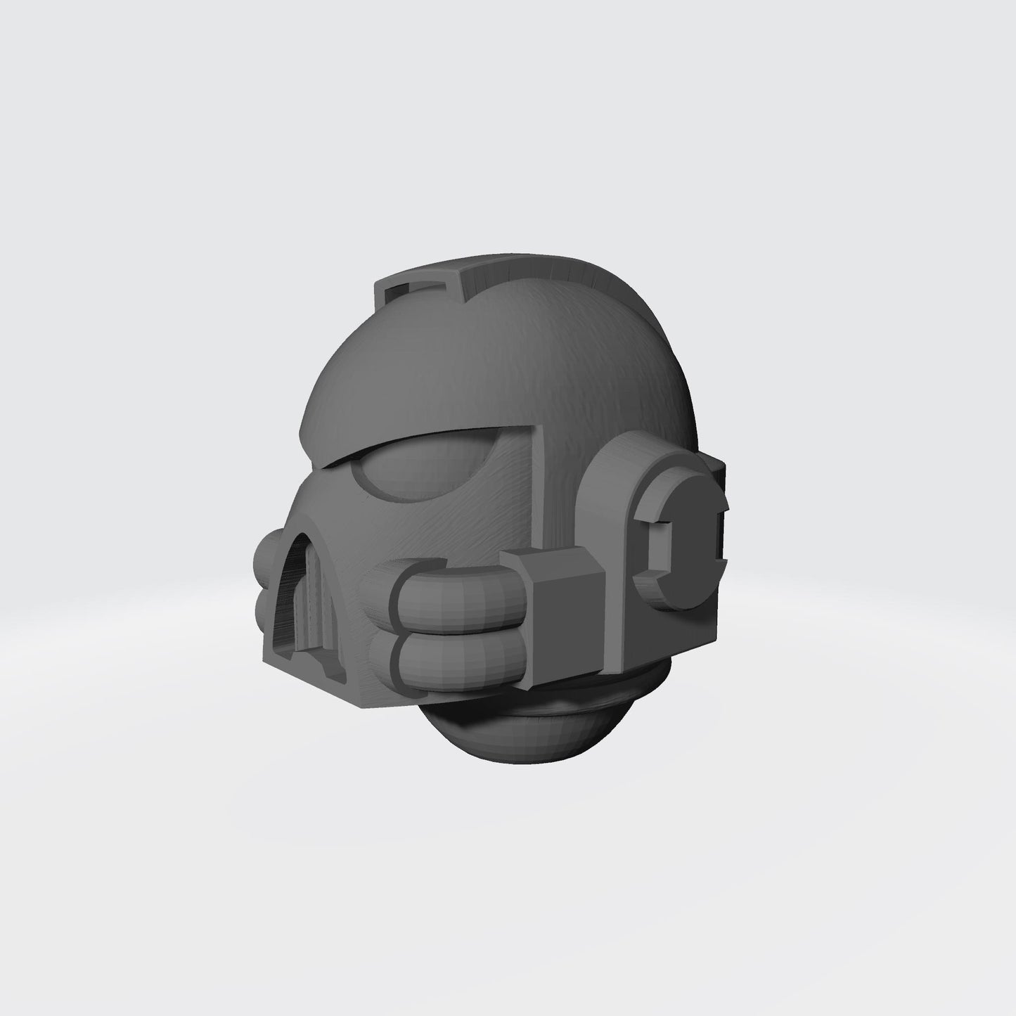 Mark VII Helmet with Two Hoses Compatible with JoyToy Warhammer 40K Space Marine 1:18 Scale Action Figures Left Angle