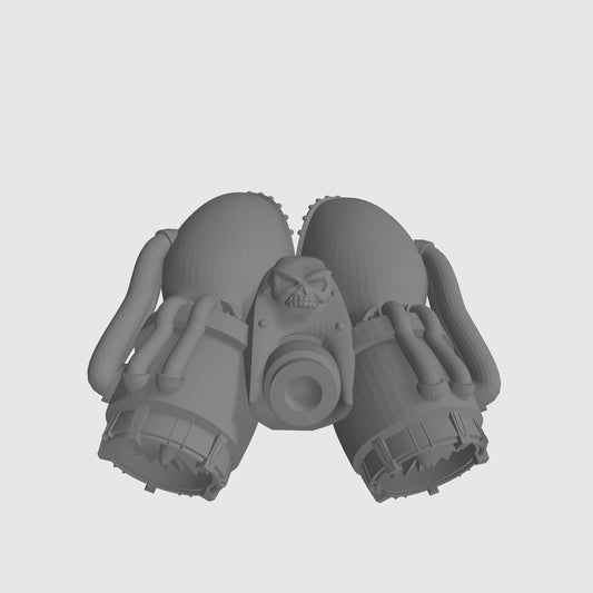 Back of the Joy Toys Raptors Chaos Marine Jump Pack Designed by 18th Scale Armory