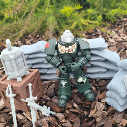 Minotaurs Chapter Knee Pad Iconography for JoyToy Grimdark Marine Action Figures Custom 1:18th Scale Parts