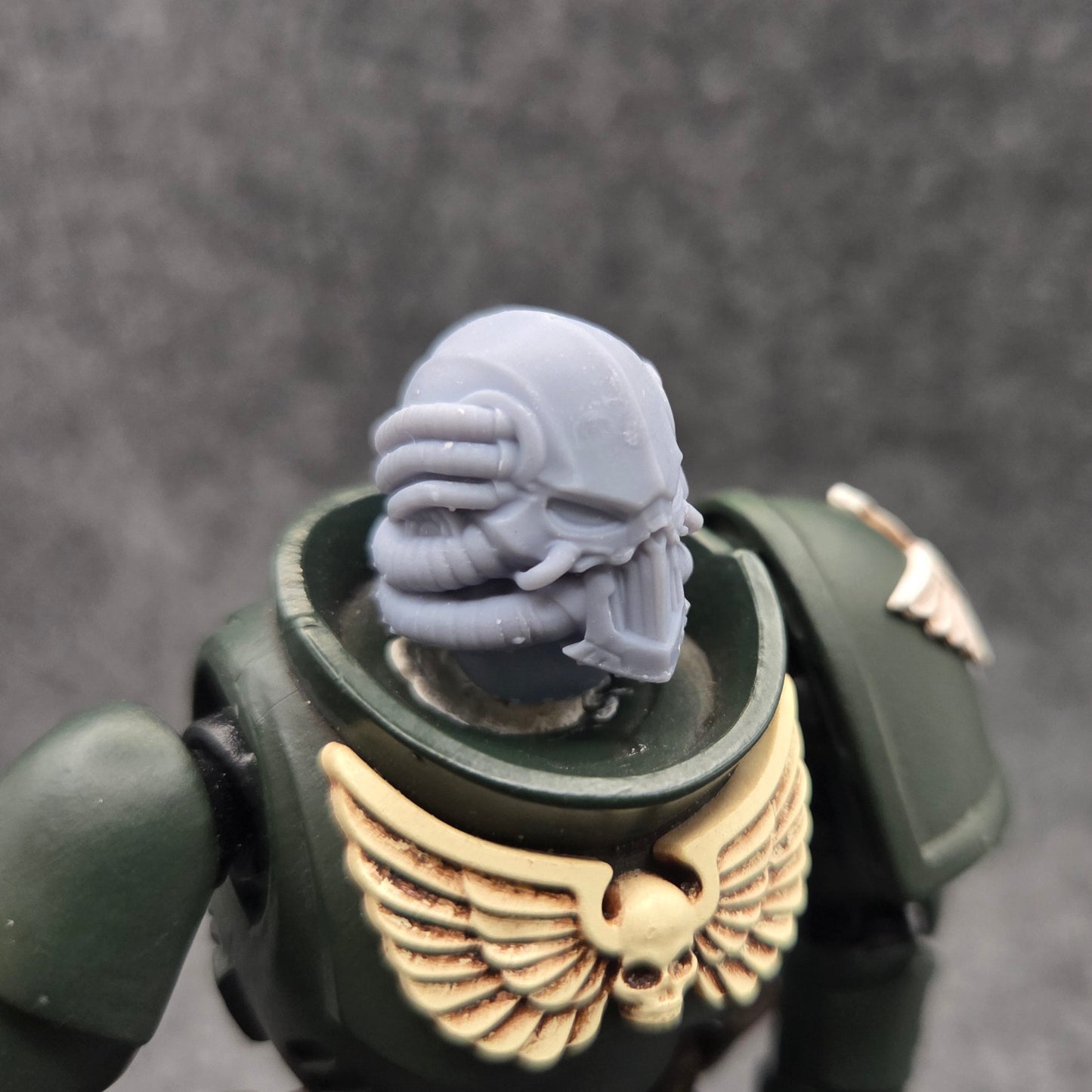 Iron Skull Warrior Order Type P Helmet custom resin helmet compatible with JoyToy 1:18 scale armored action figures.