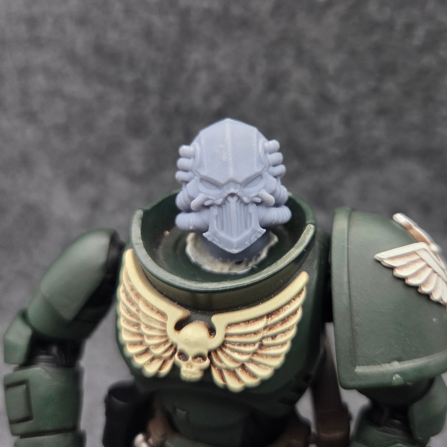 Iron Skull Warrior Order Type P Helmet custom resin helmet compatible with JoyToy 1:18 scale armored action figures.