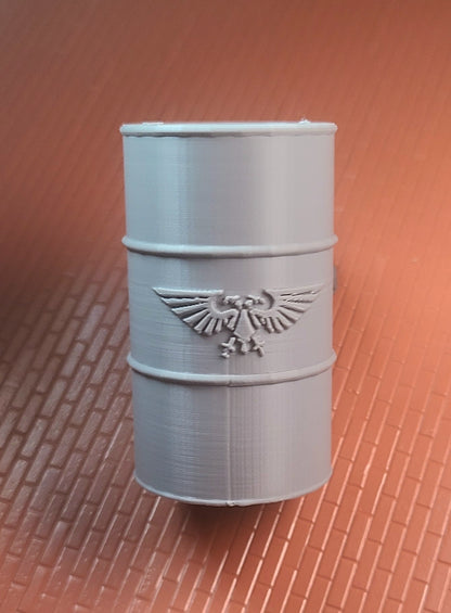 60mm Oil Drum with Eagle 3D Printed Gray Filament